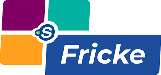 Logo von Fricke mit bunten Feldern und dem Schriftzug in Blau.